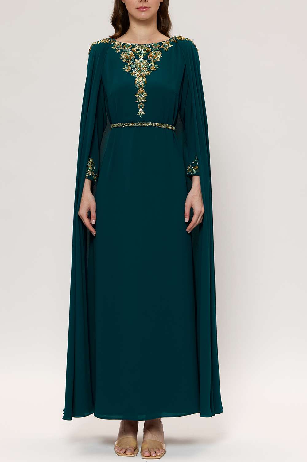 Teal Green Cape Dress