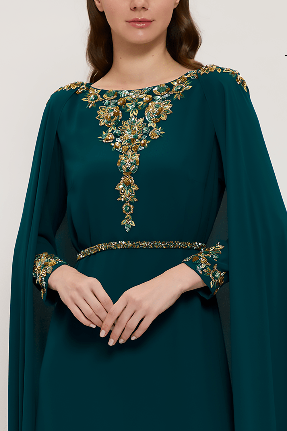 Teal Green Cape Dress