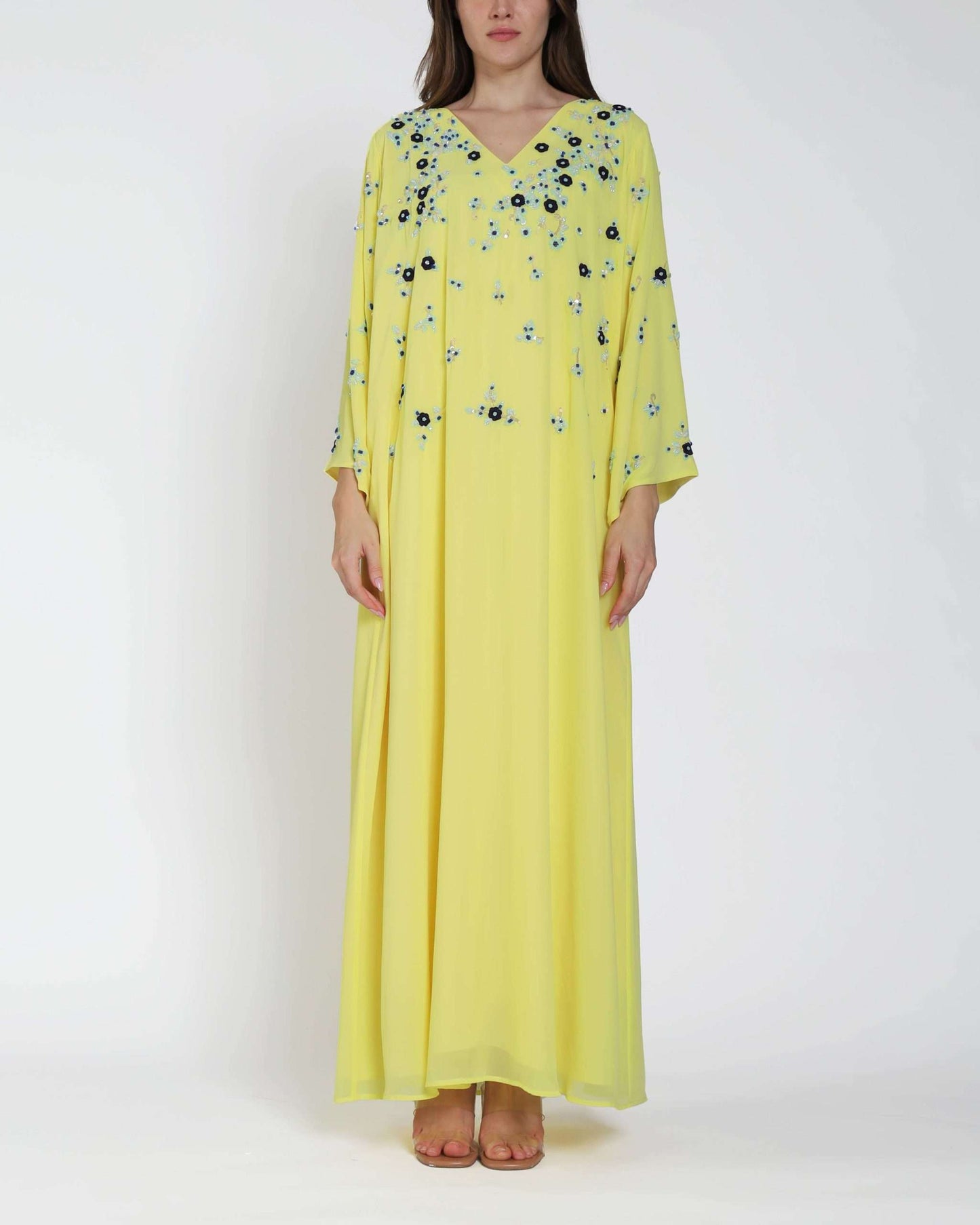 Sunny Lime Floral A-Line Kaftan