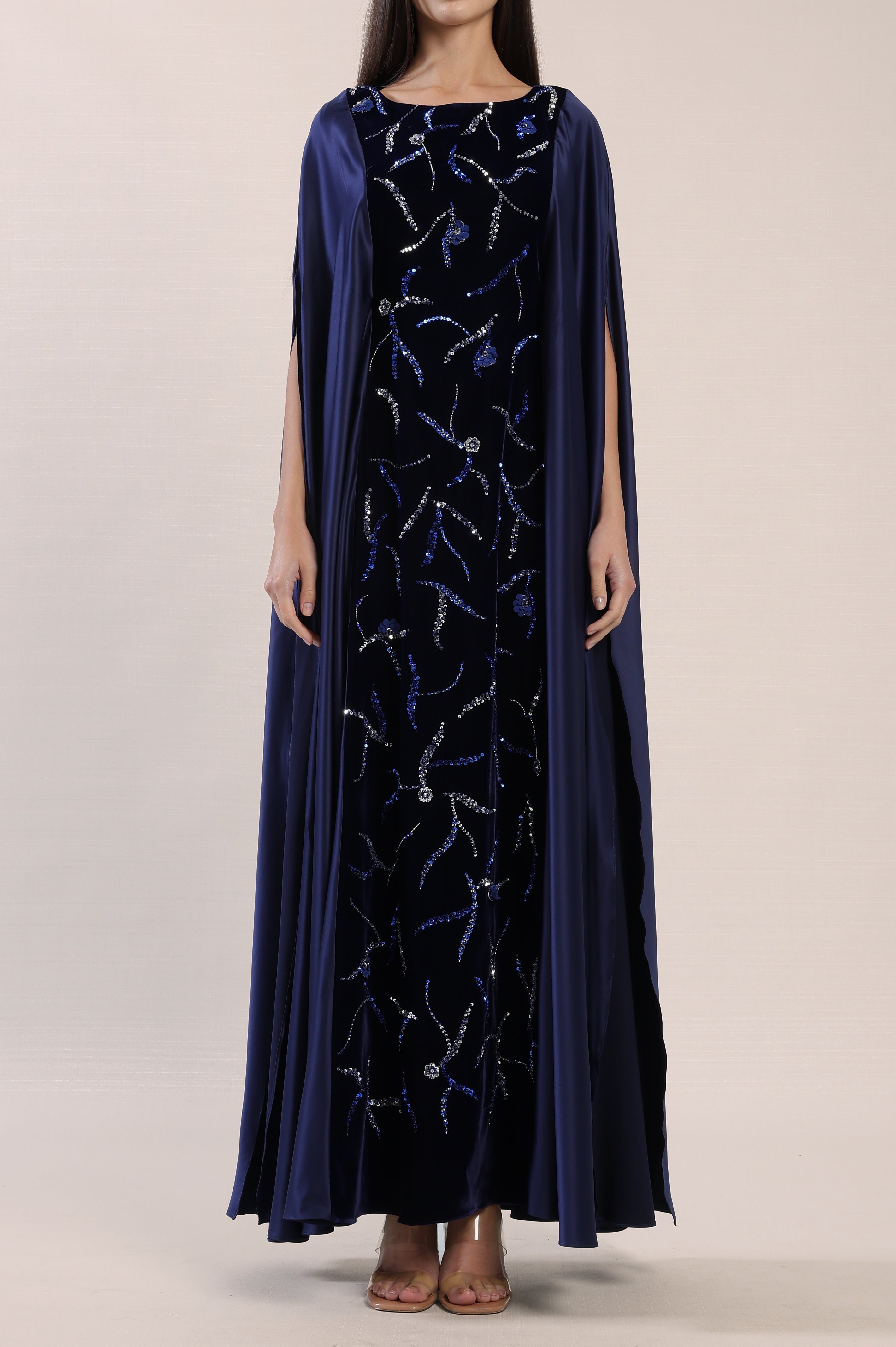 Evening Blue Velvet Dress