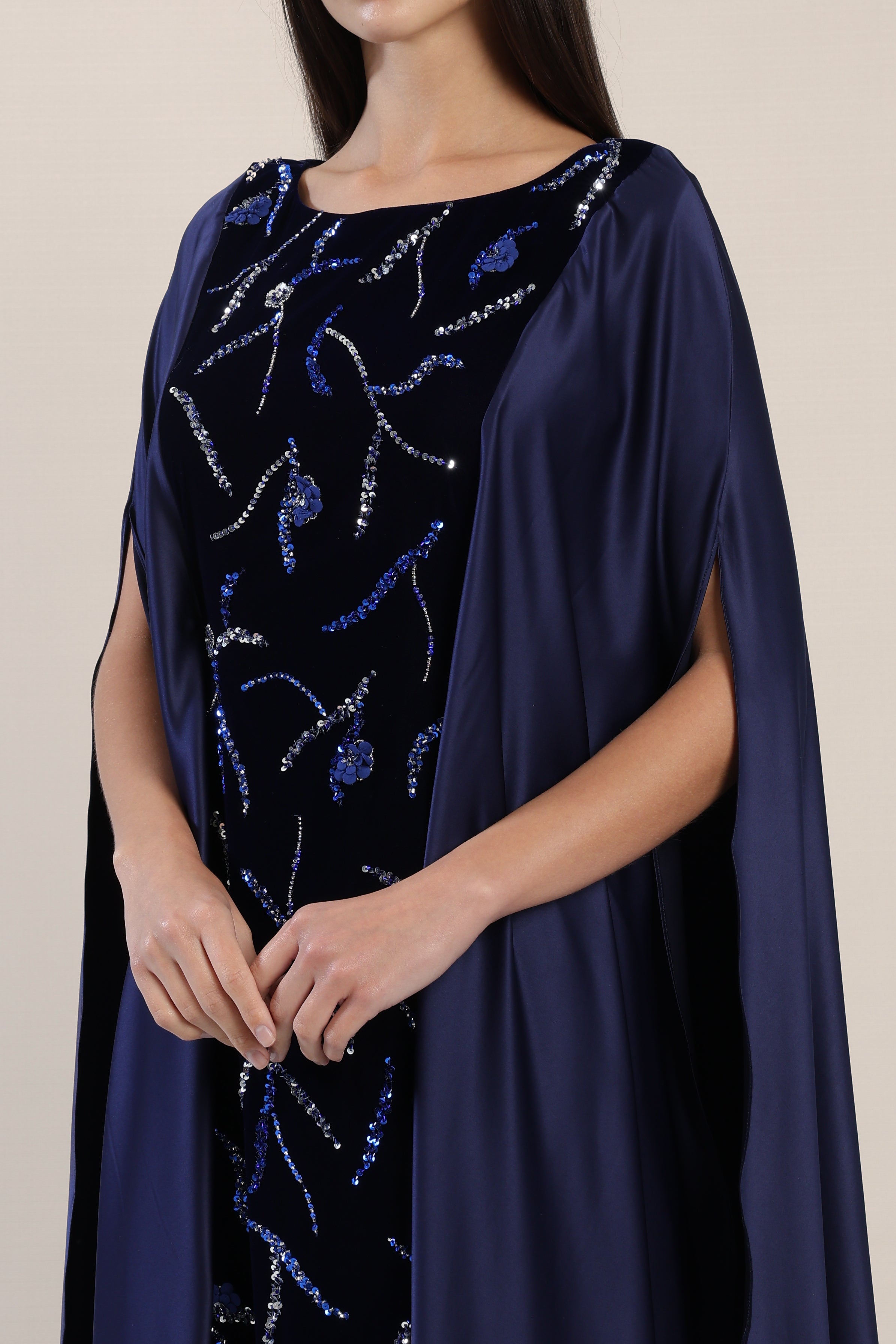 Evening Blue Velvet Dress