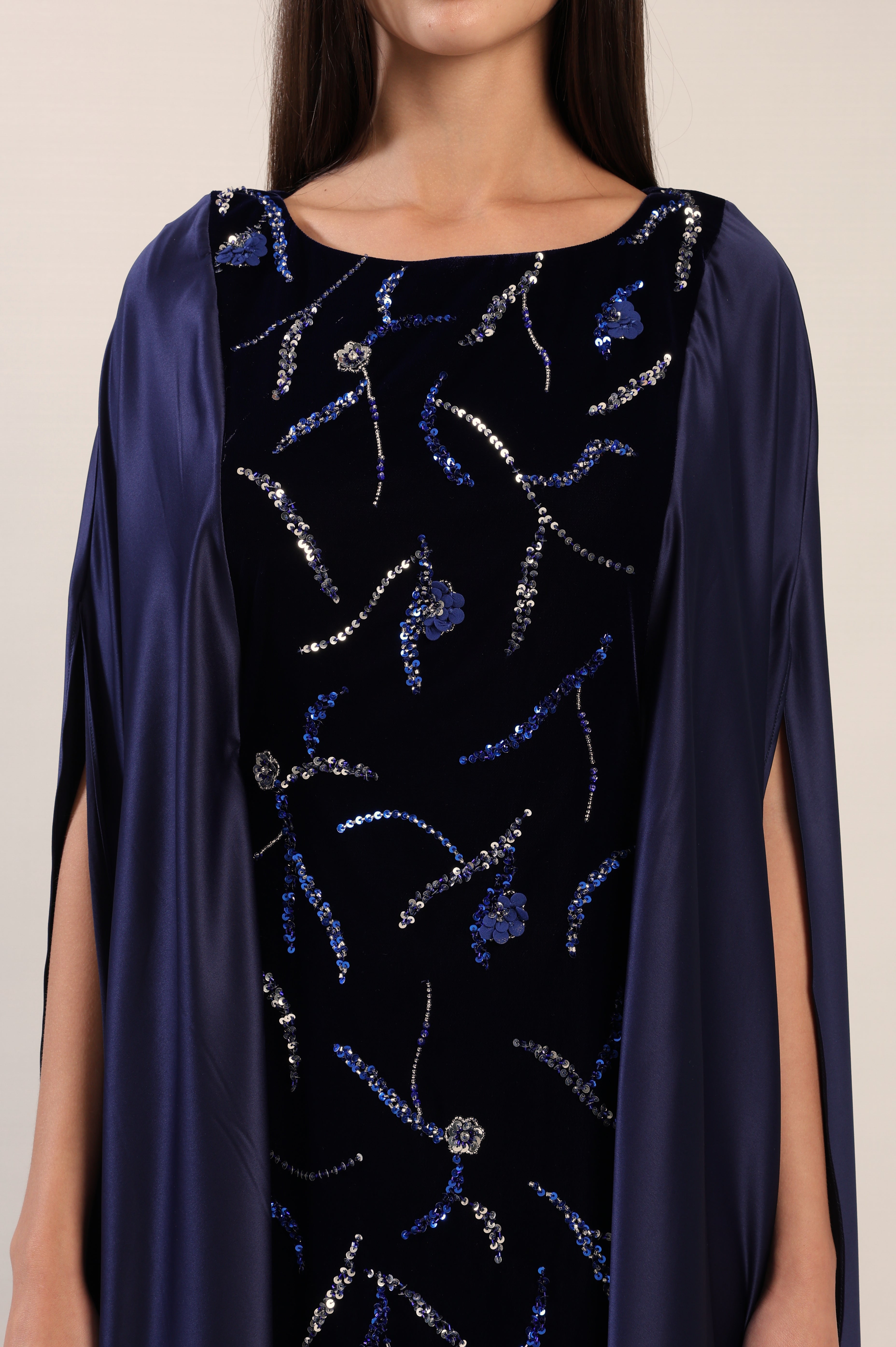 Evening Blue Velvet Dress