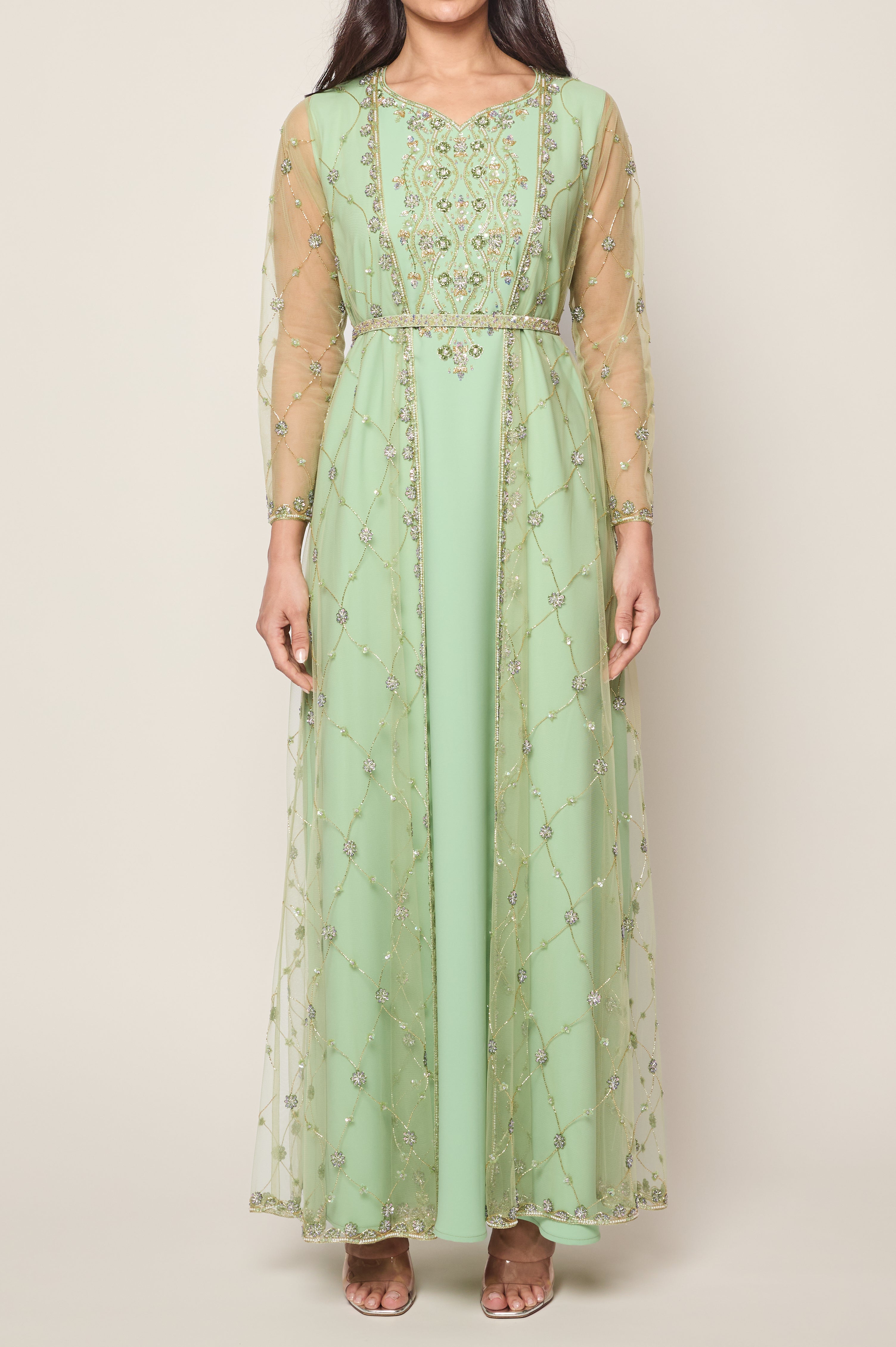 Nile Green Floral Kaftan