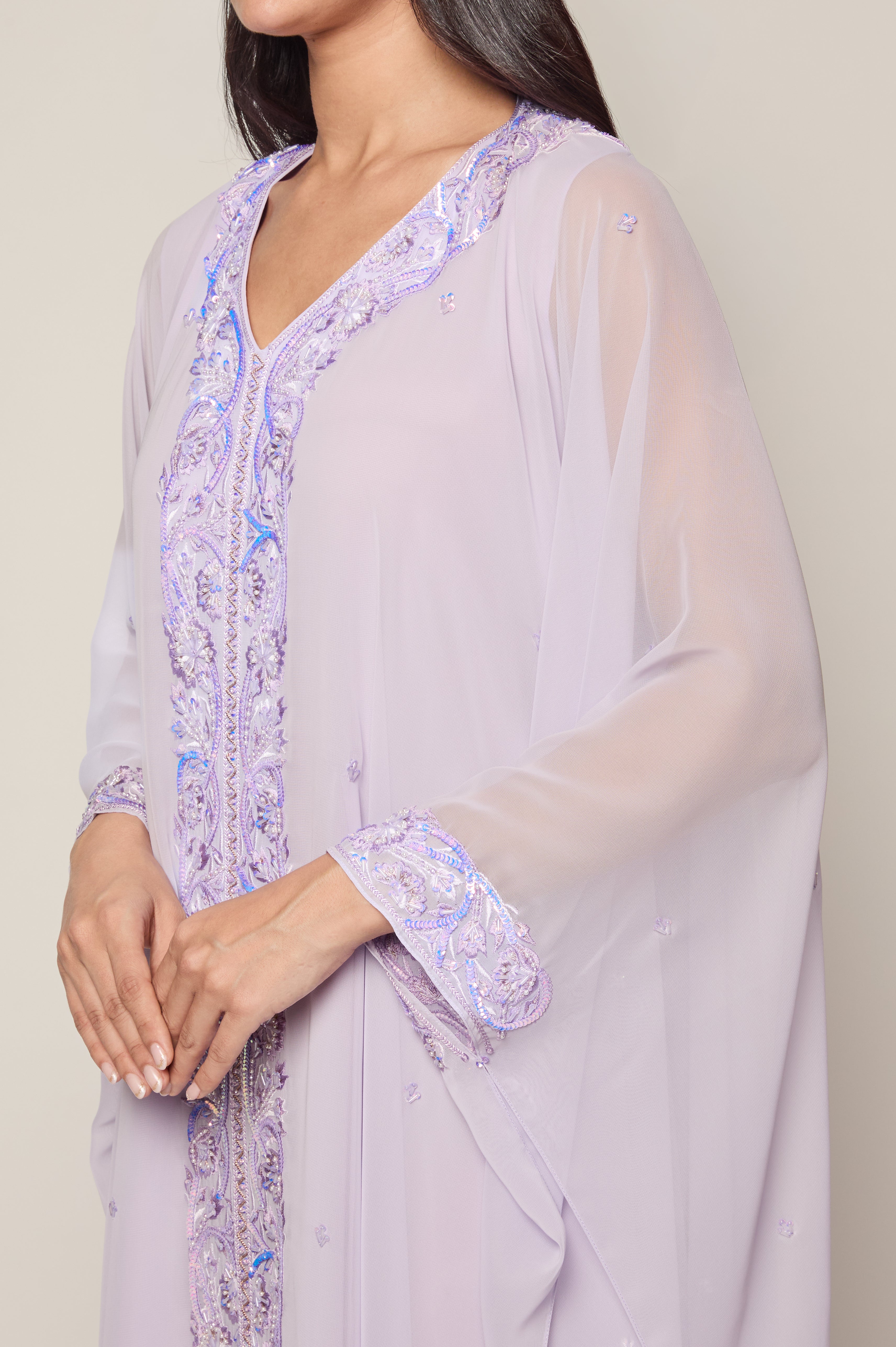 Lavender Elegance Floral Thoub