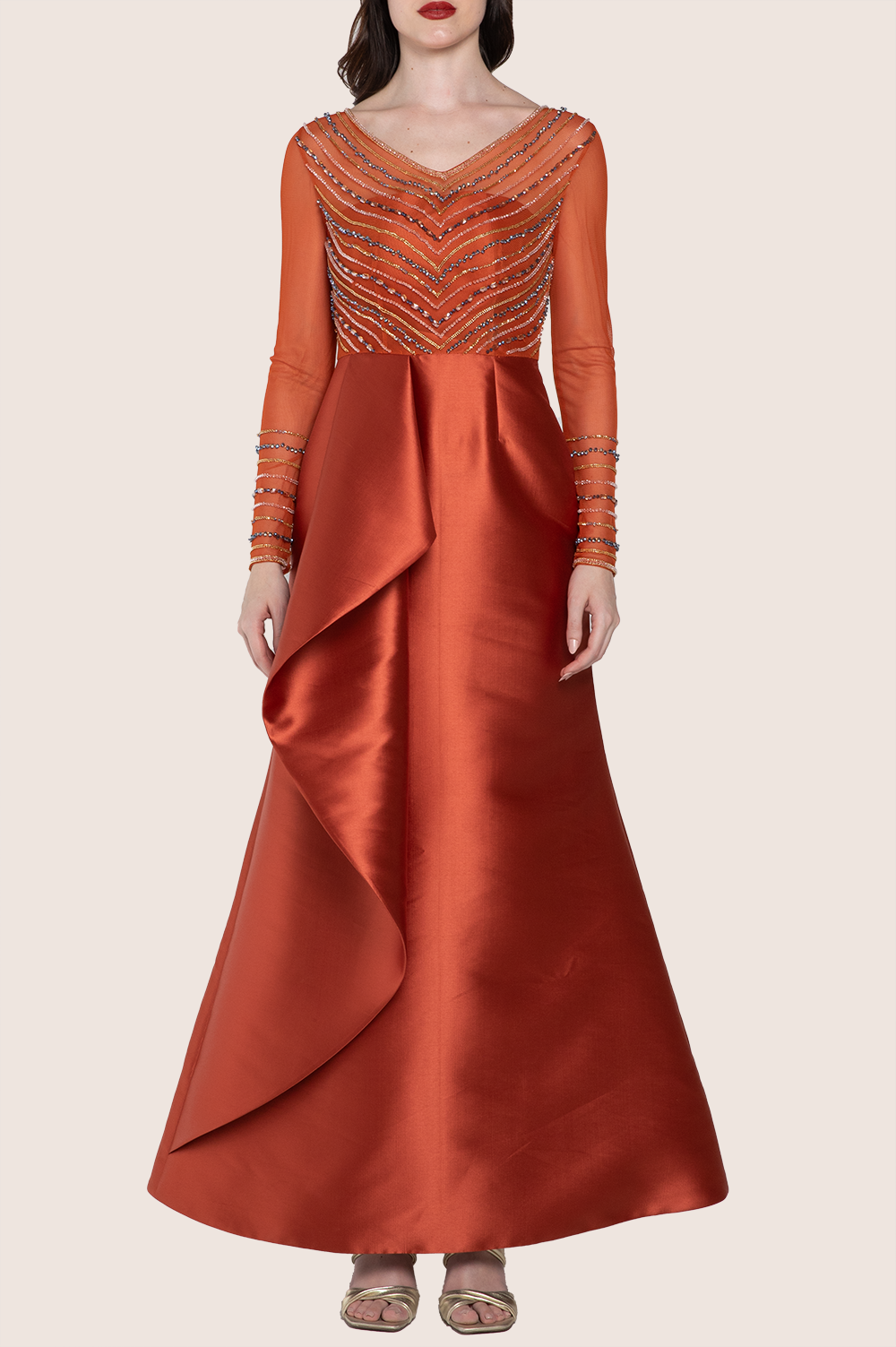 Rust Orange Mikado Dress