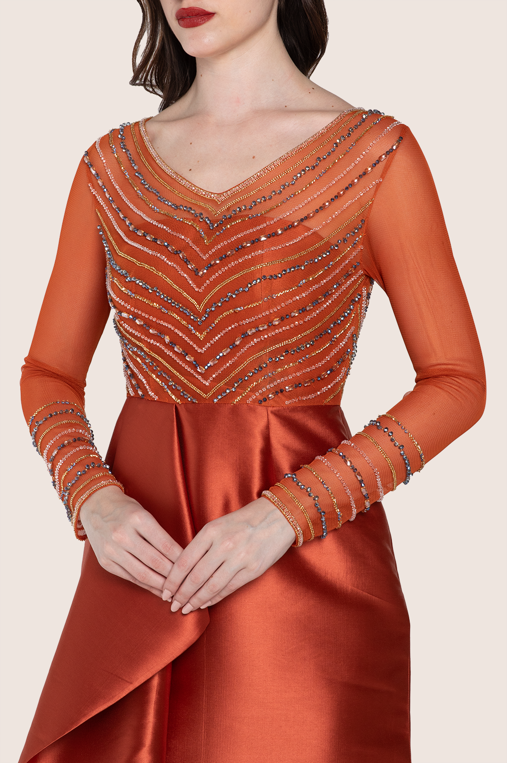 Rust Orange Mikado Dress