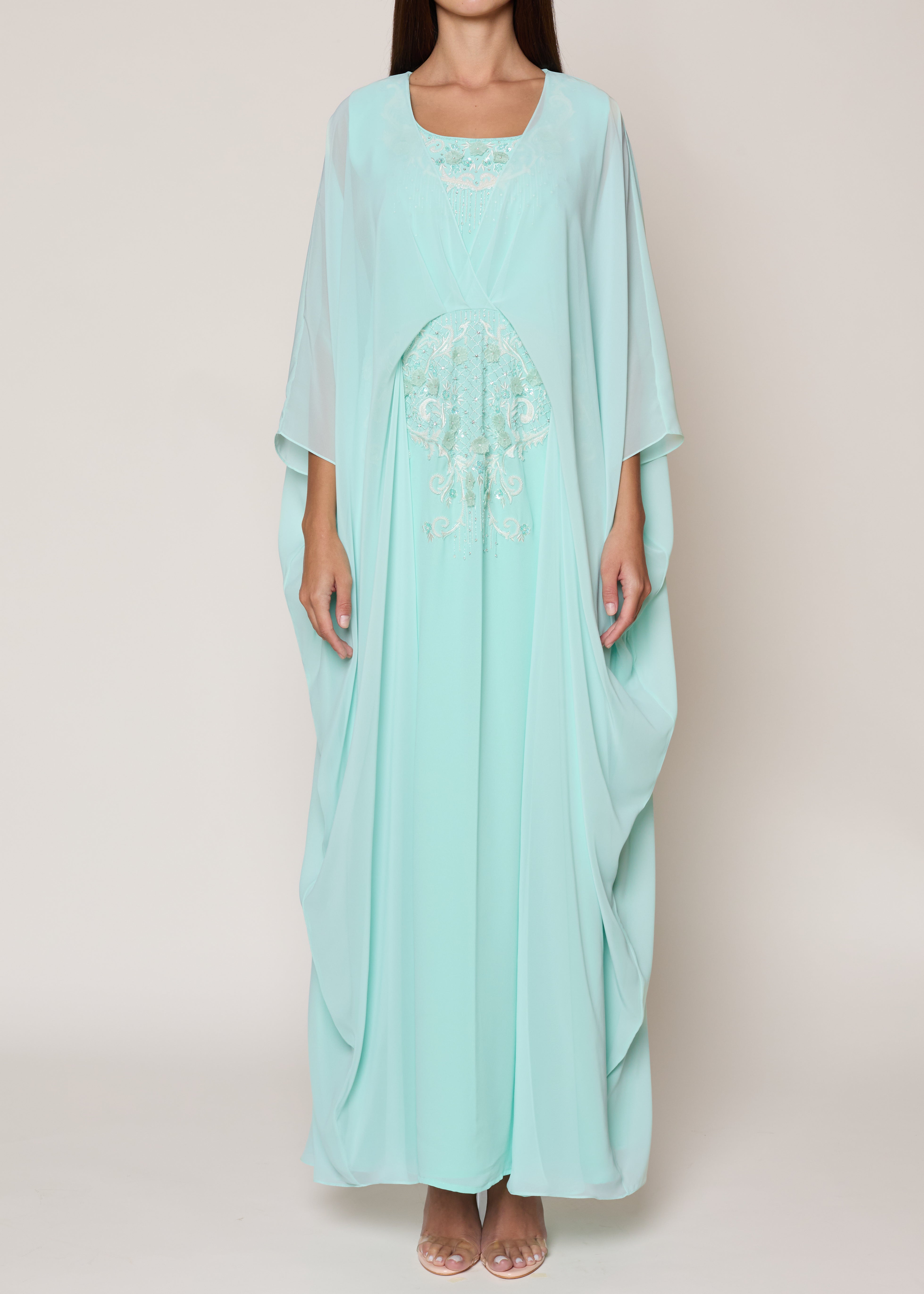 Aqua Blue Drapped Dress