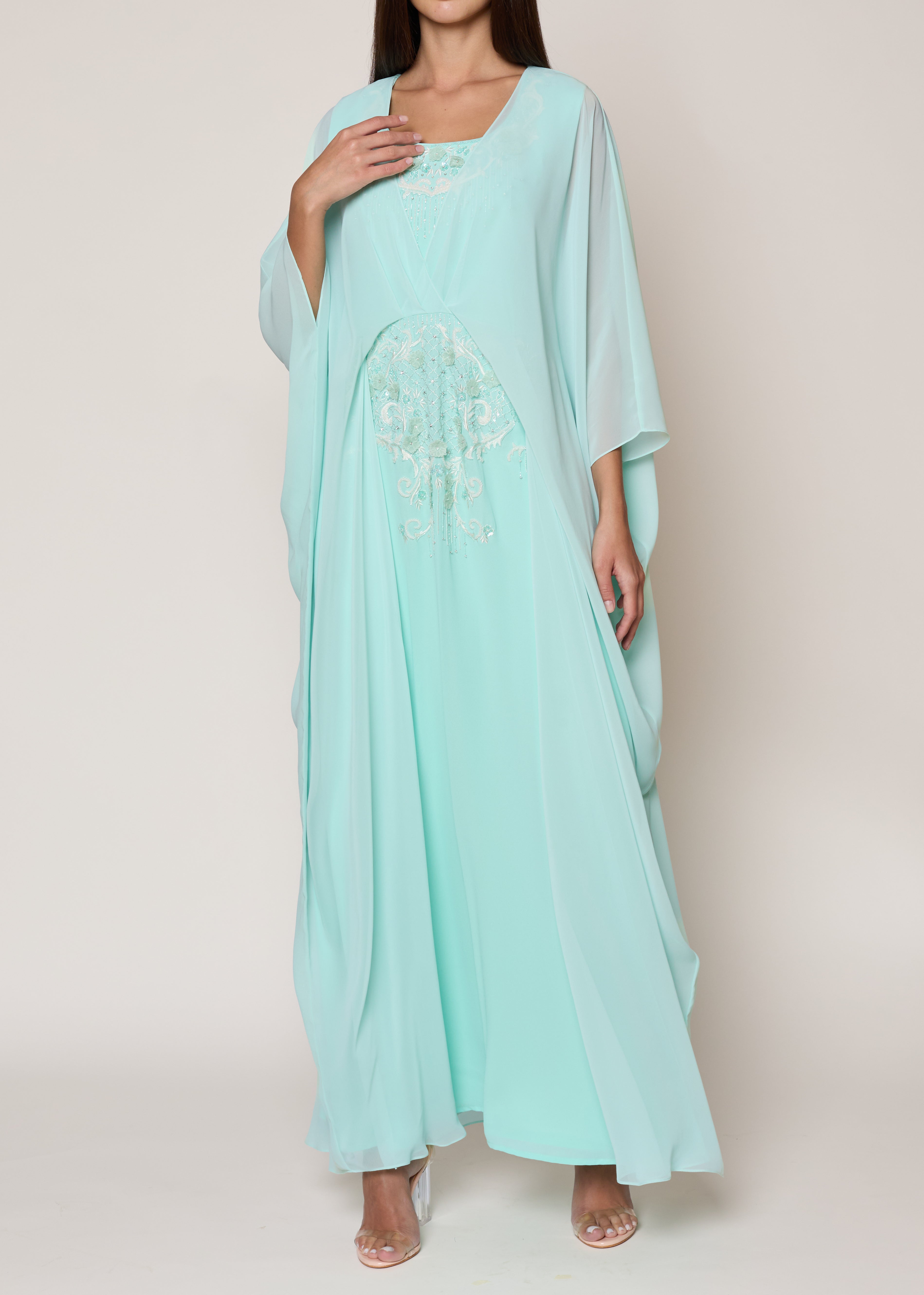 Aqua Blue Drapped Dress