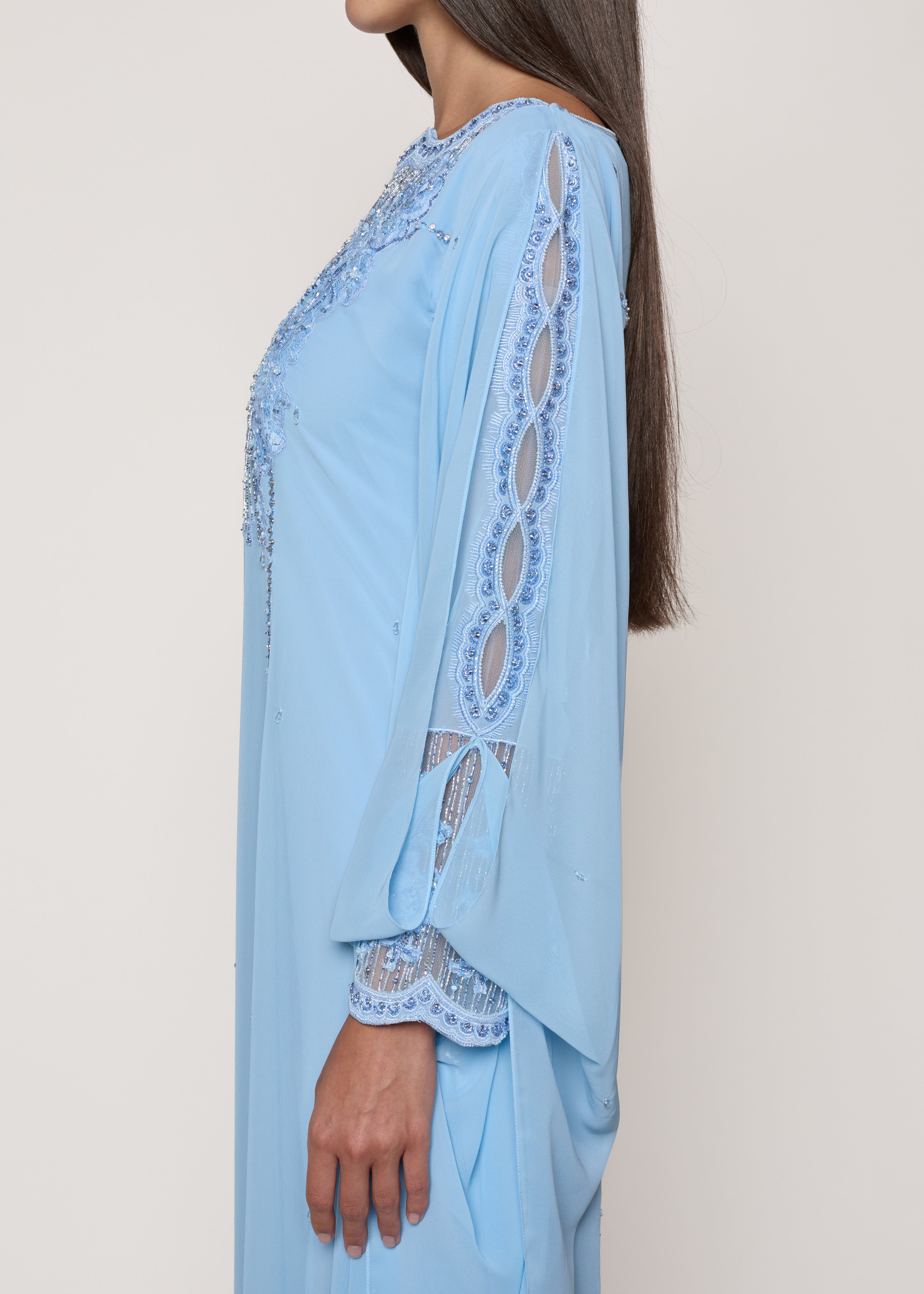 French Lace Blue Thoub