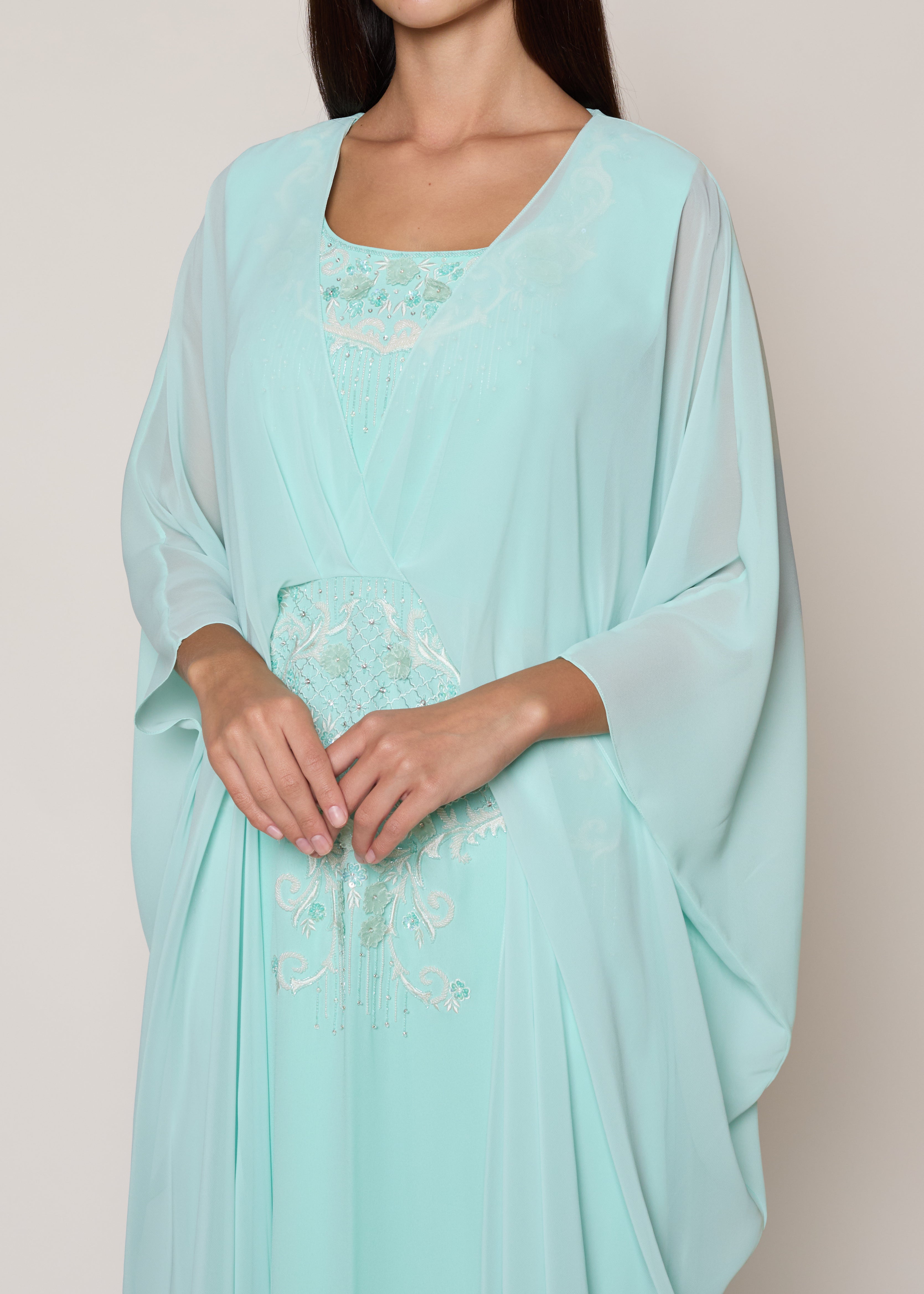 Aqua Blue Drapped Dress
