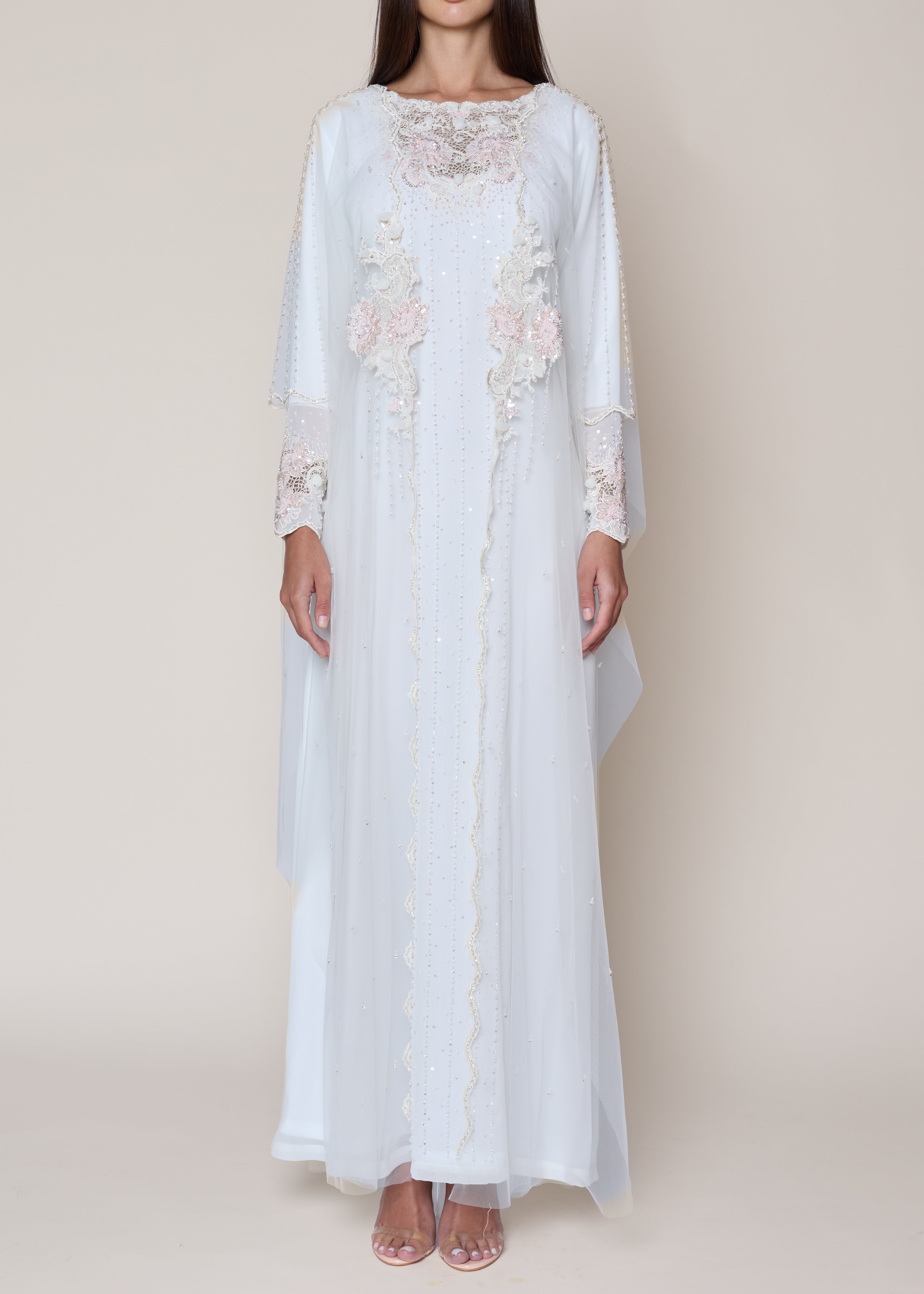White Floral Thoub
