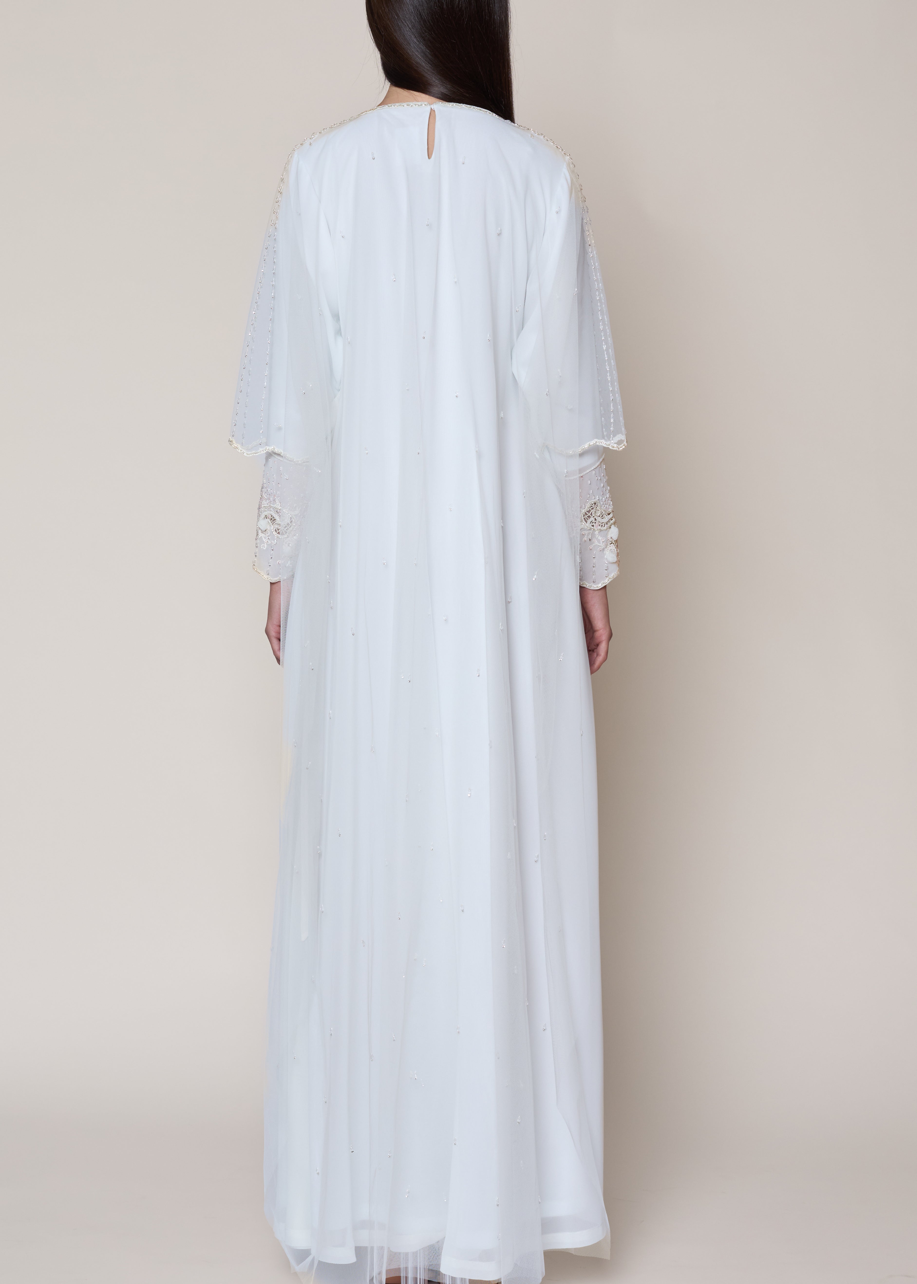 White Floral Thoub