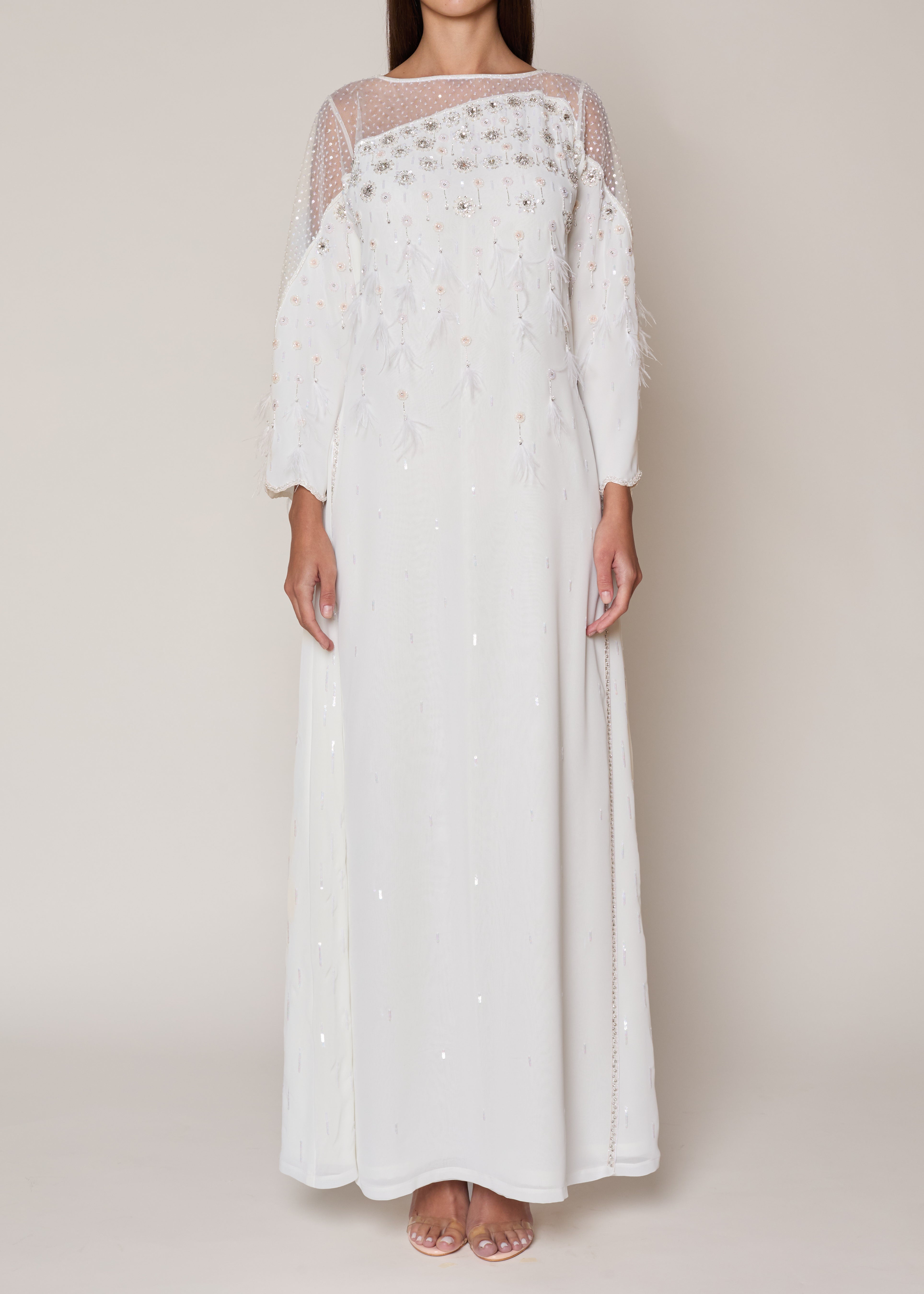 Ivory Feather Kaftan