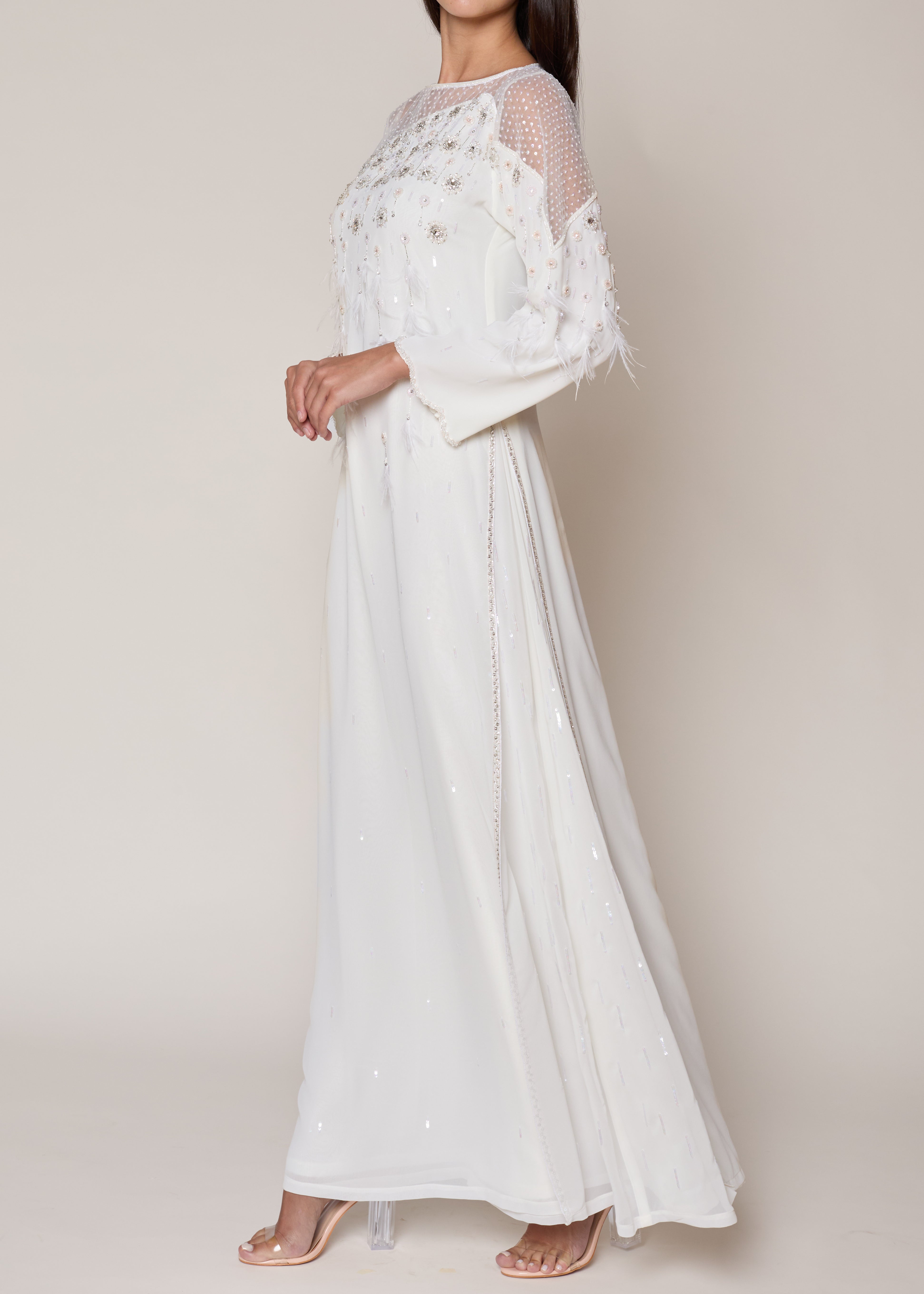 Ivory Feather Kaftan