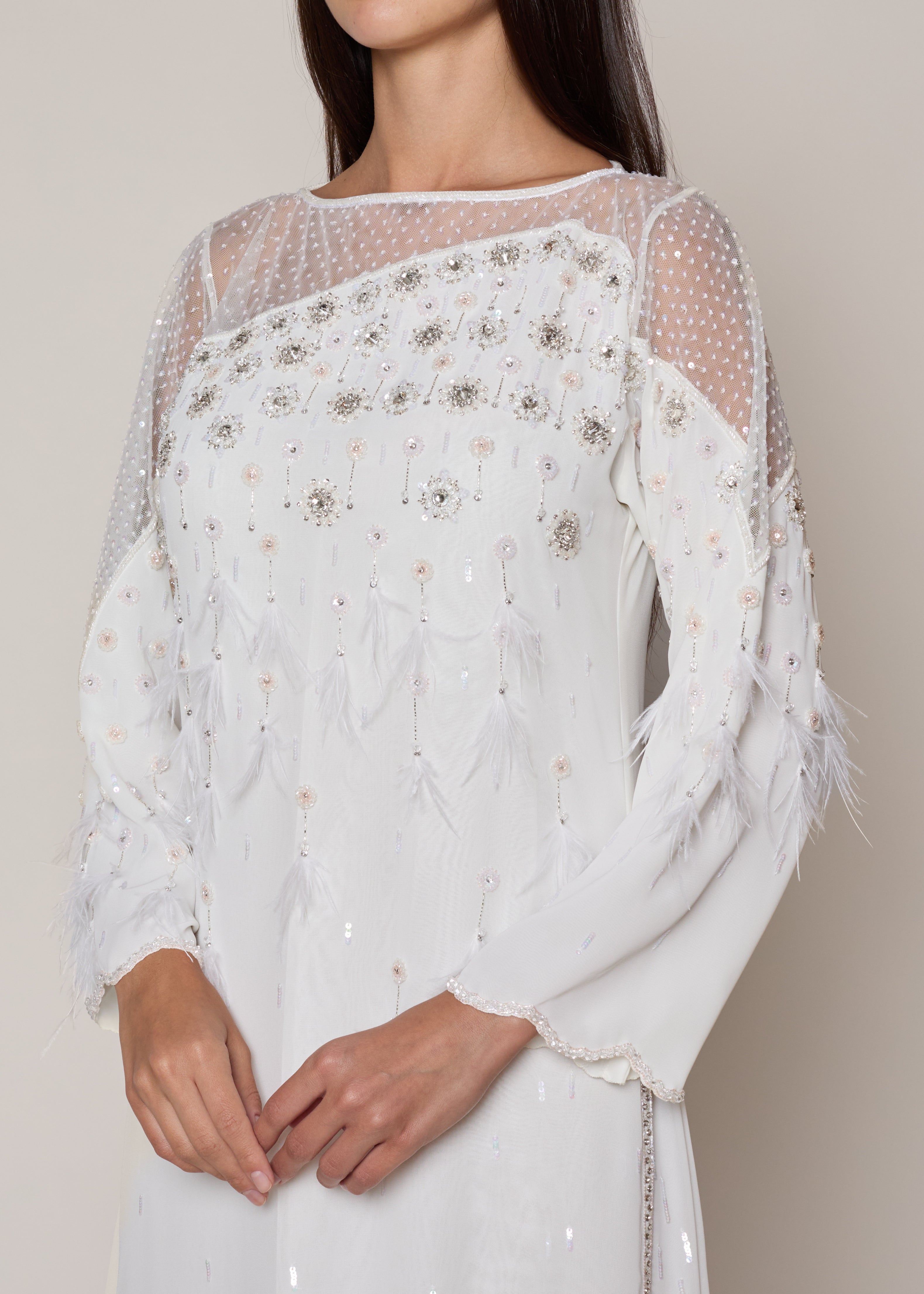 Ivory Feather Kaftan