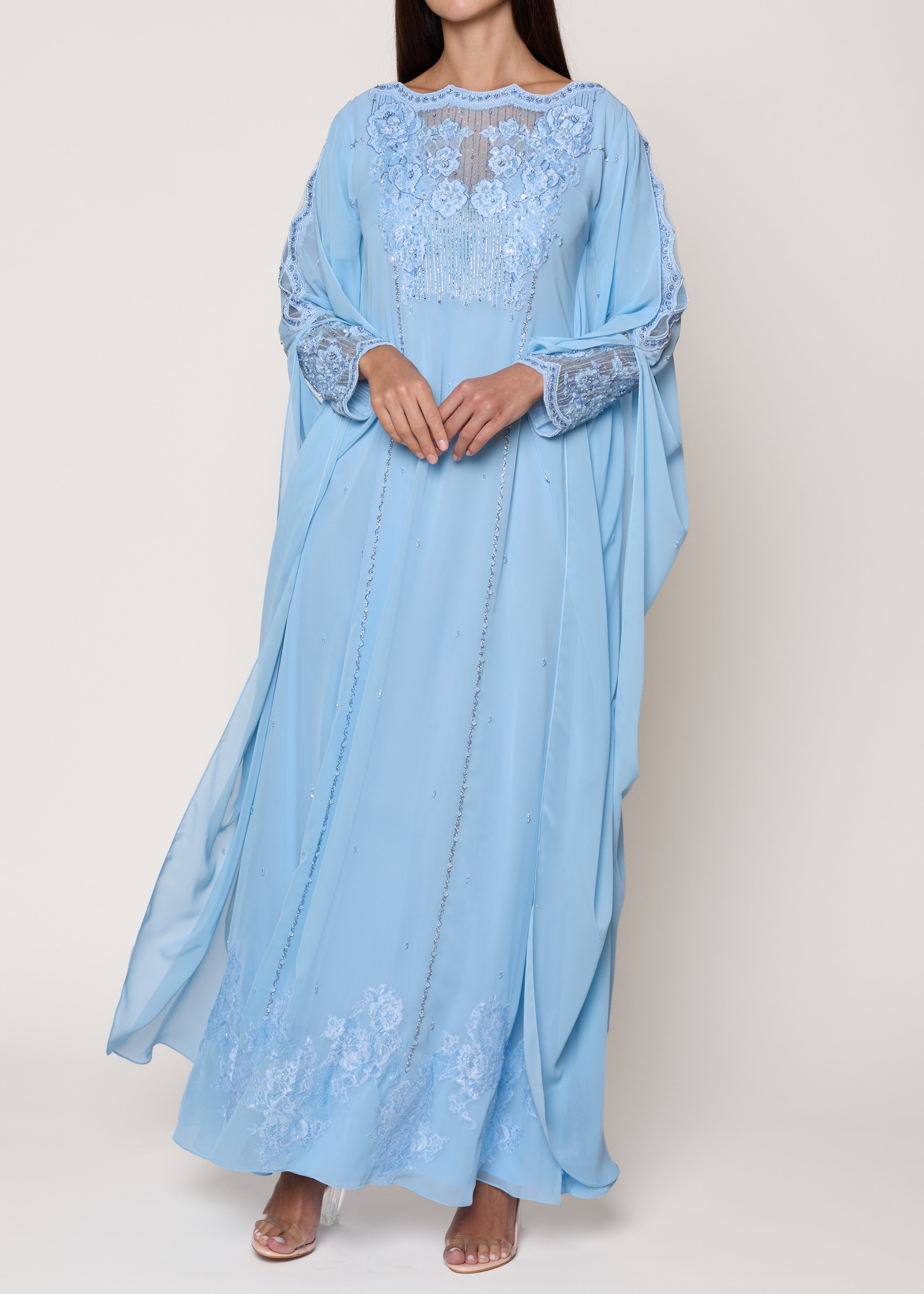 French Lace Blue Thoub