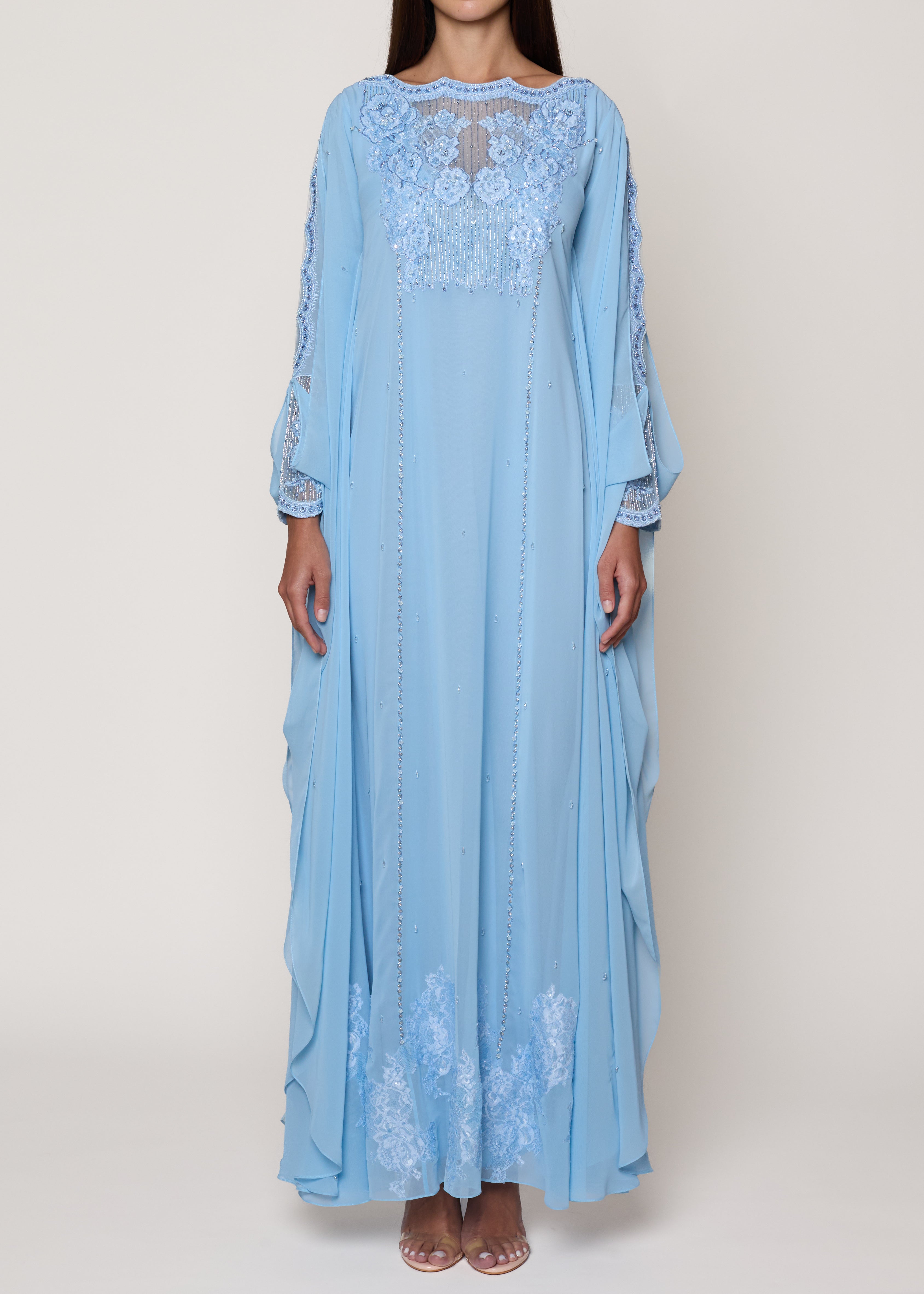 French Lace Blue Thoub