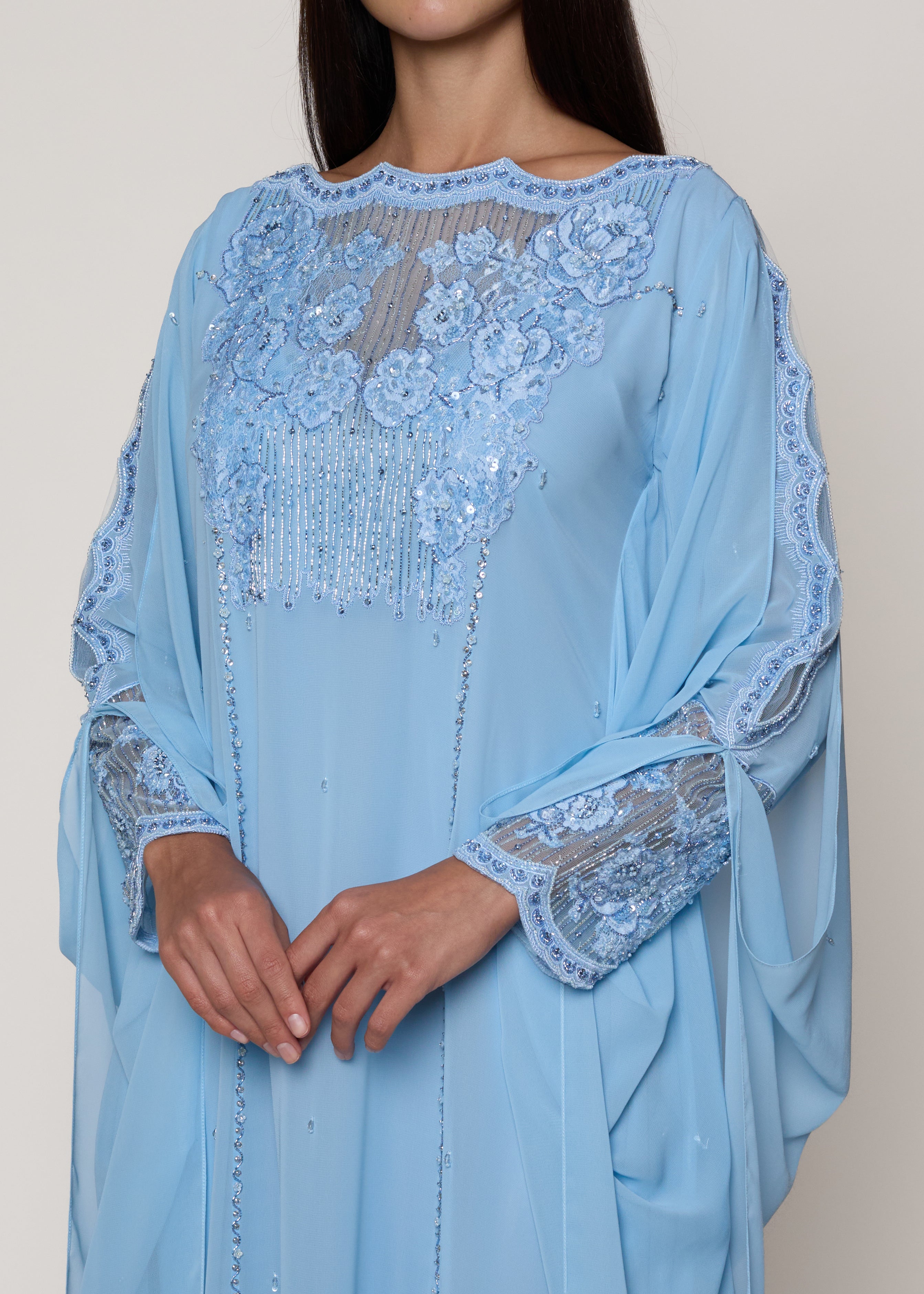 French Lace Blue Thoub