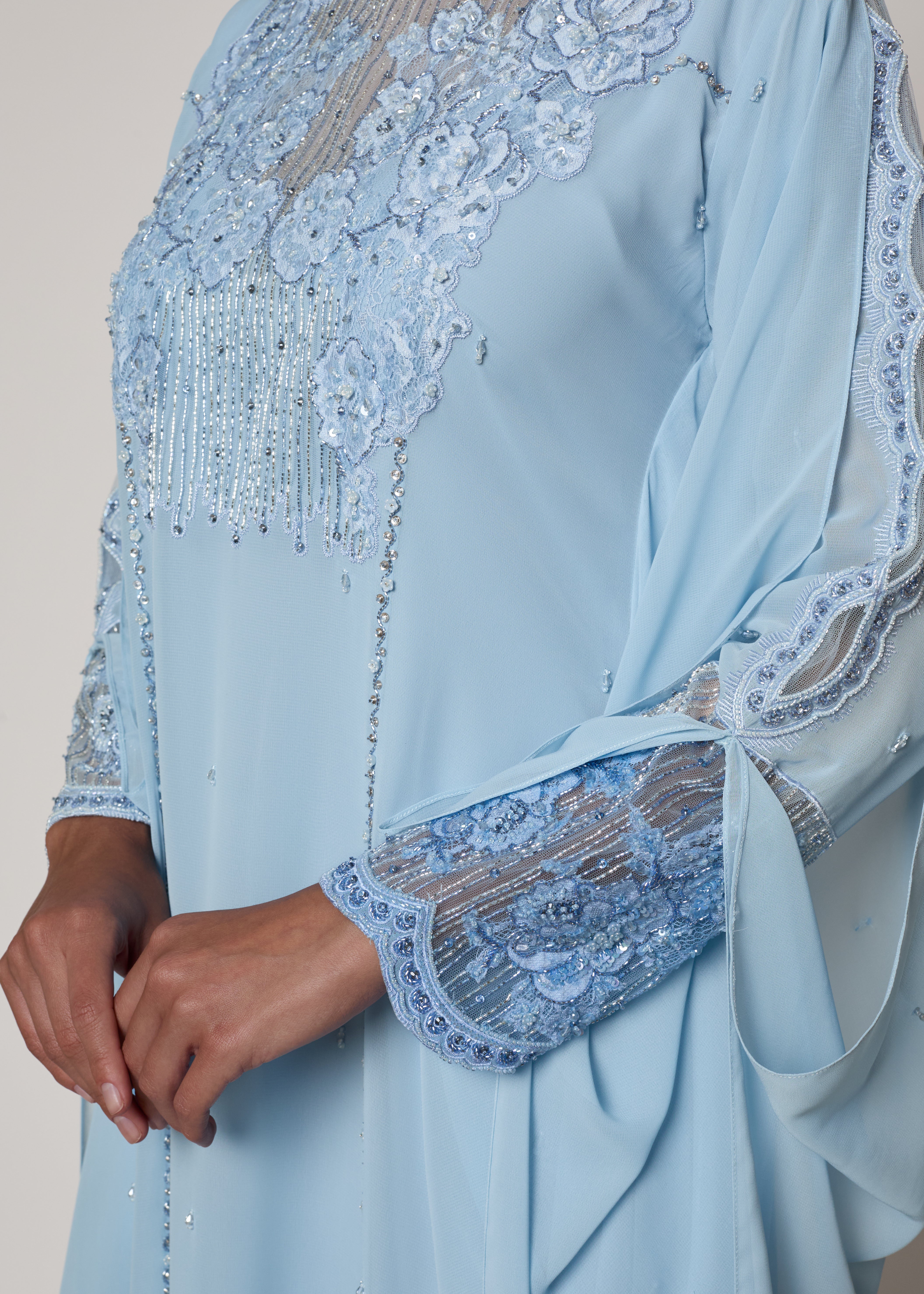 French Lace Blue Thoub