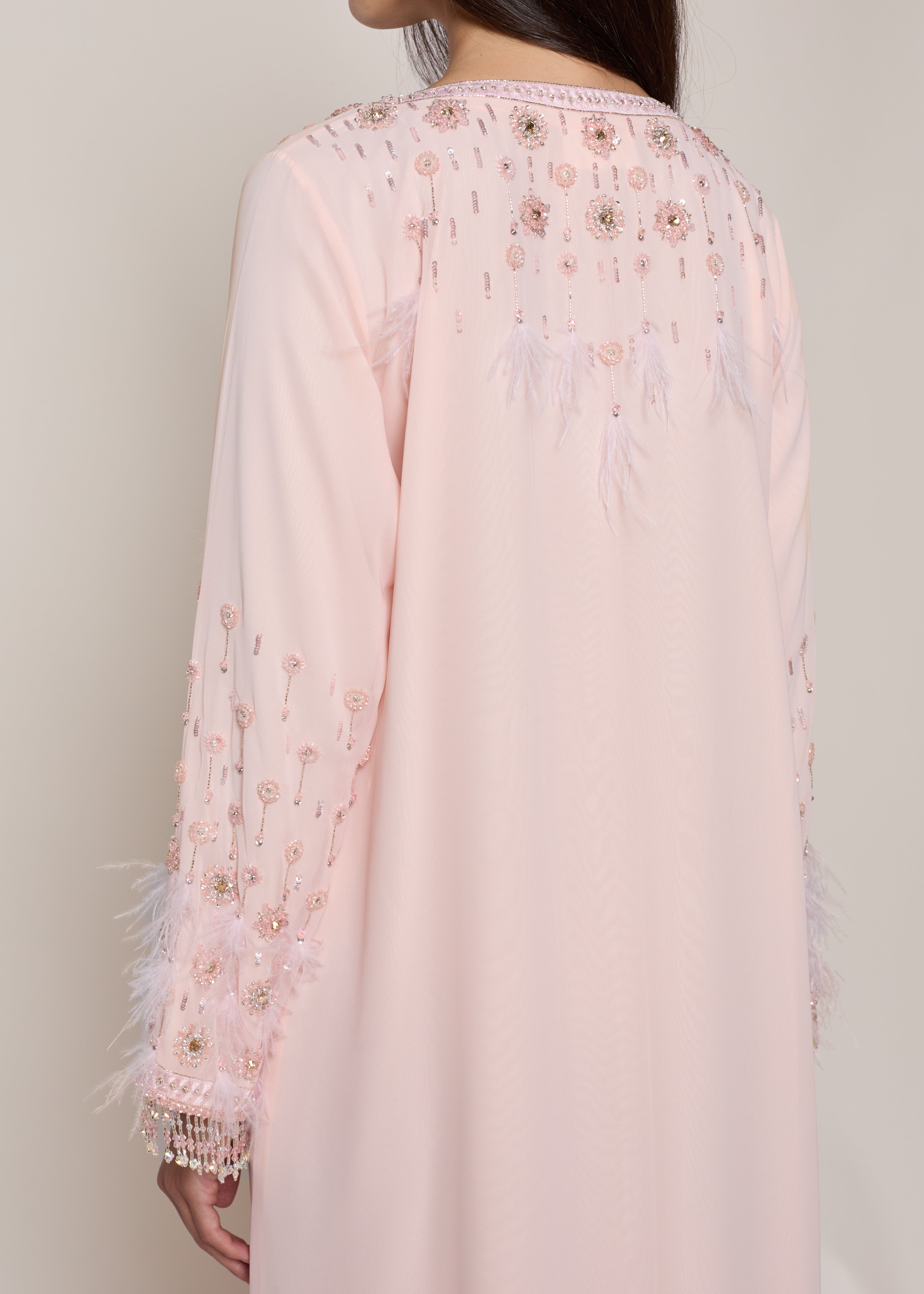 Peach Pink Feather Kaftan