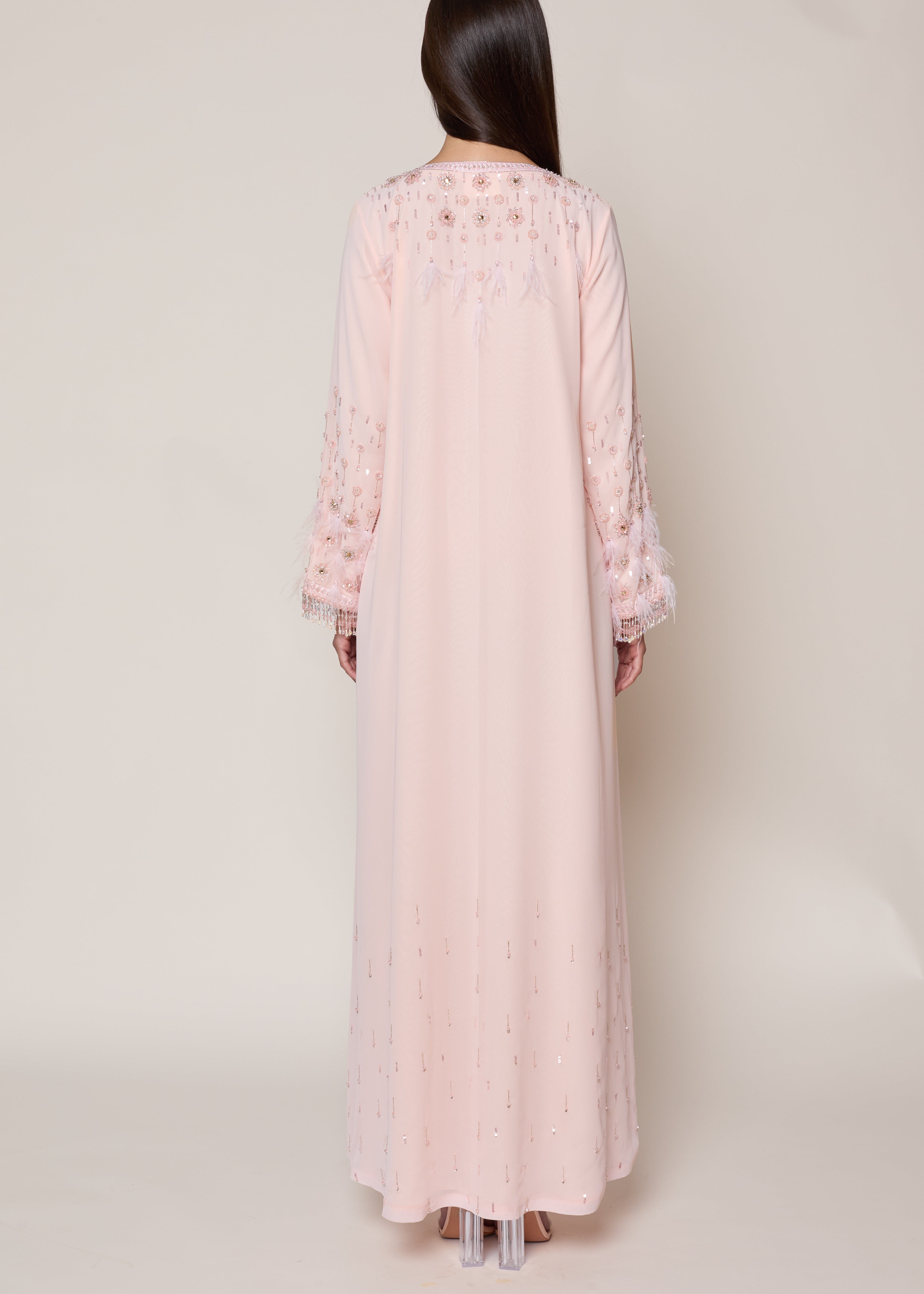Peach Pink Feather Kaftan