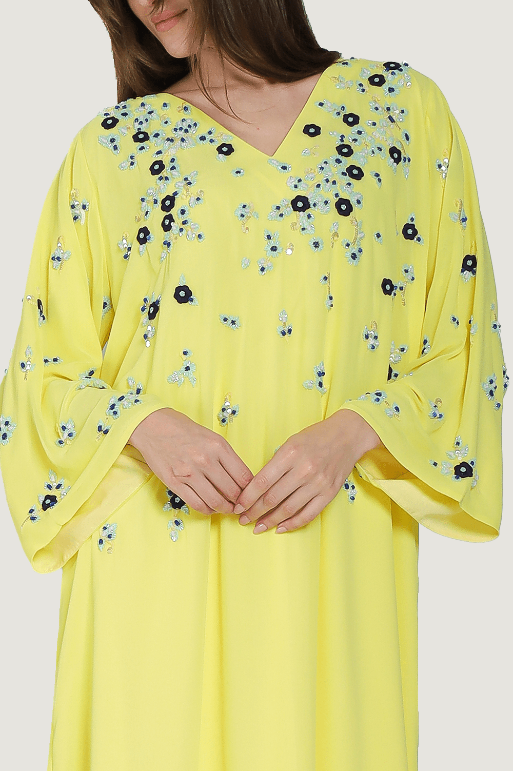 Sunny Lime Floral A-Line Kaftan