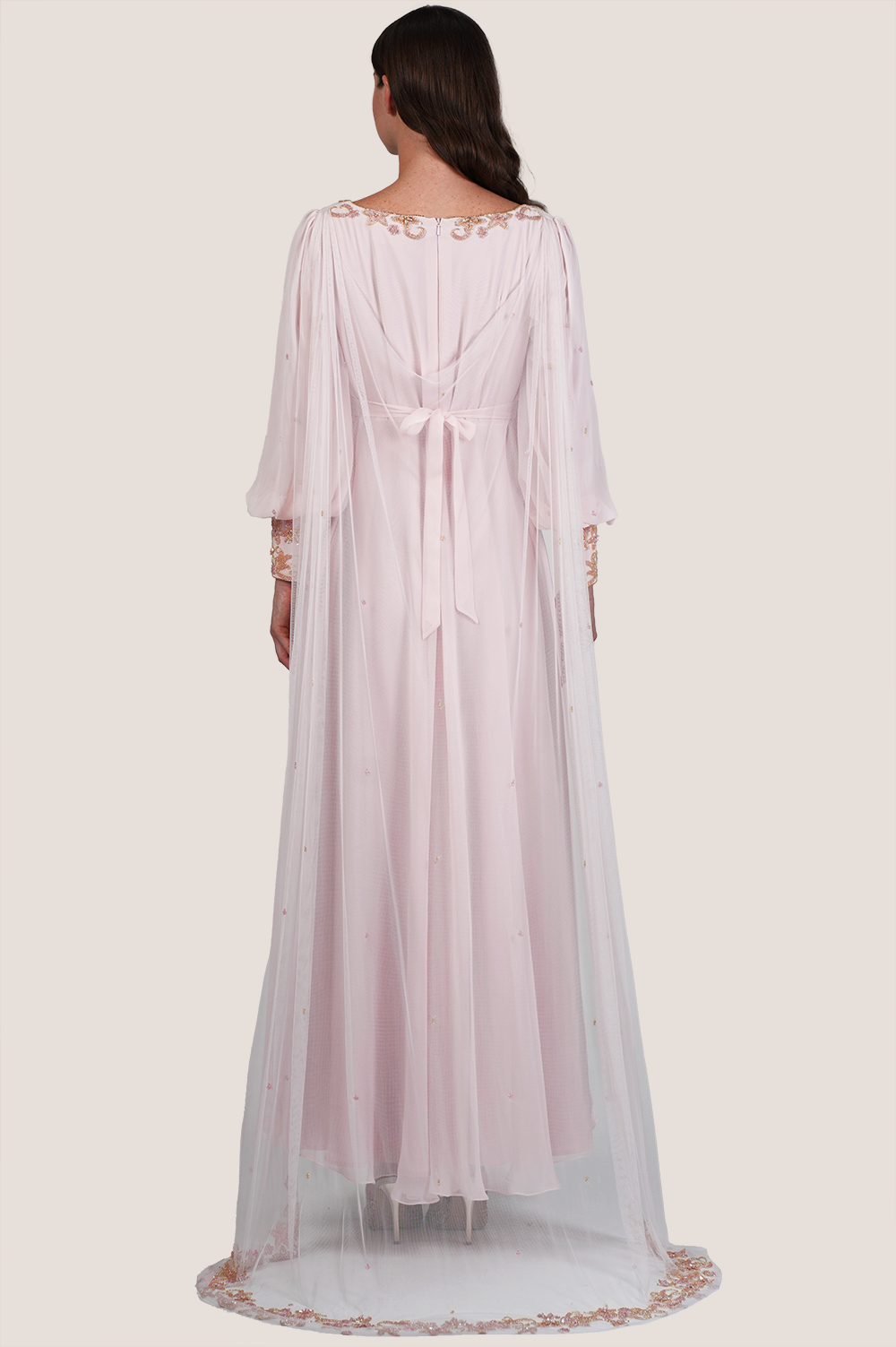Chintz Rose Dress with Draped Veil