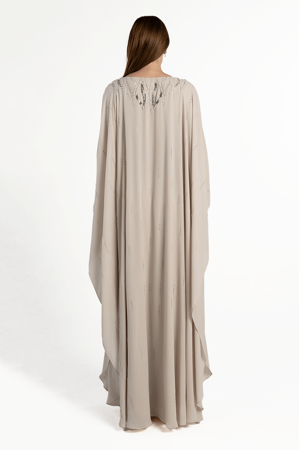 Ivory Silver Beaded Thoub